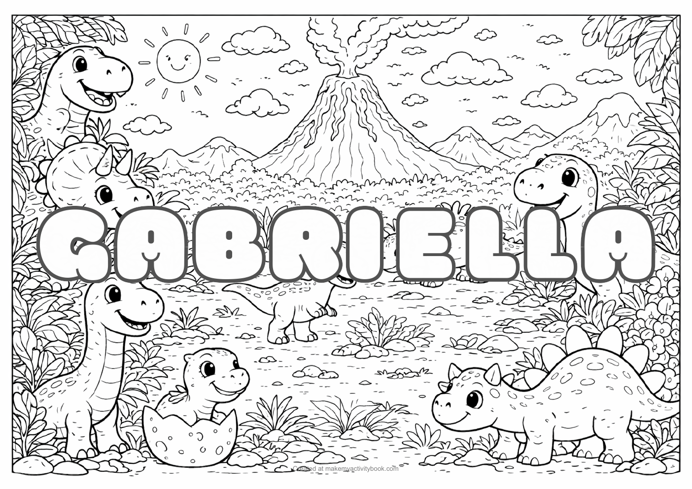 Gabriella dinosaur colouring sheet