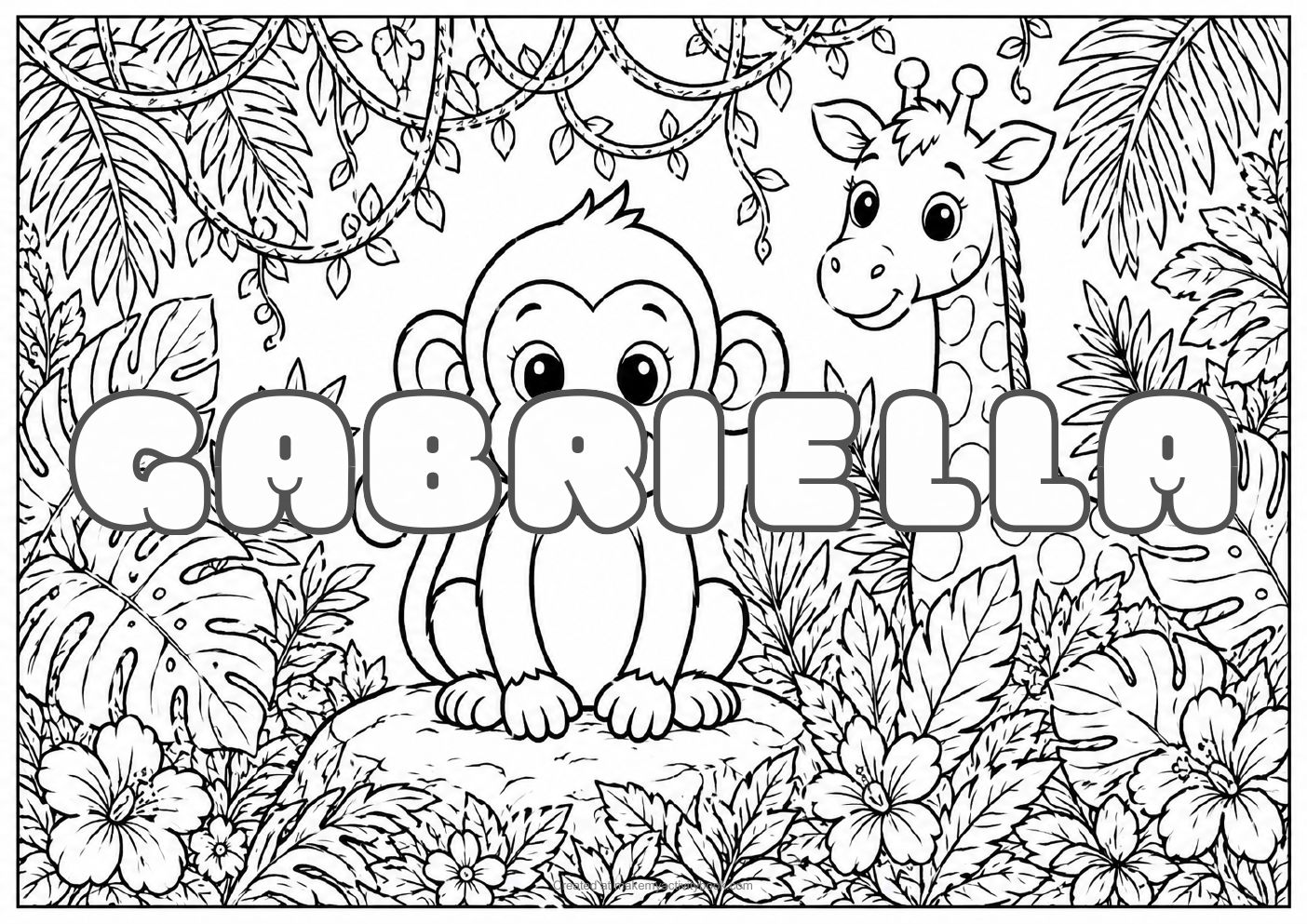 Gabriella jungle colouring sheet