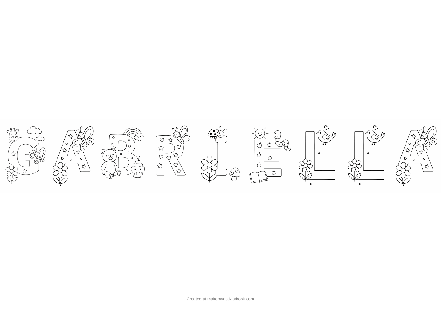 Gabriella letters colouring sheet