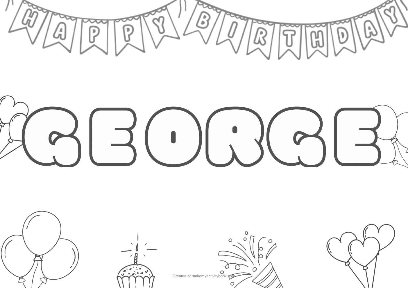 George birthday colouring sheet