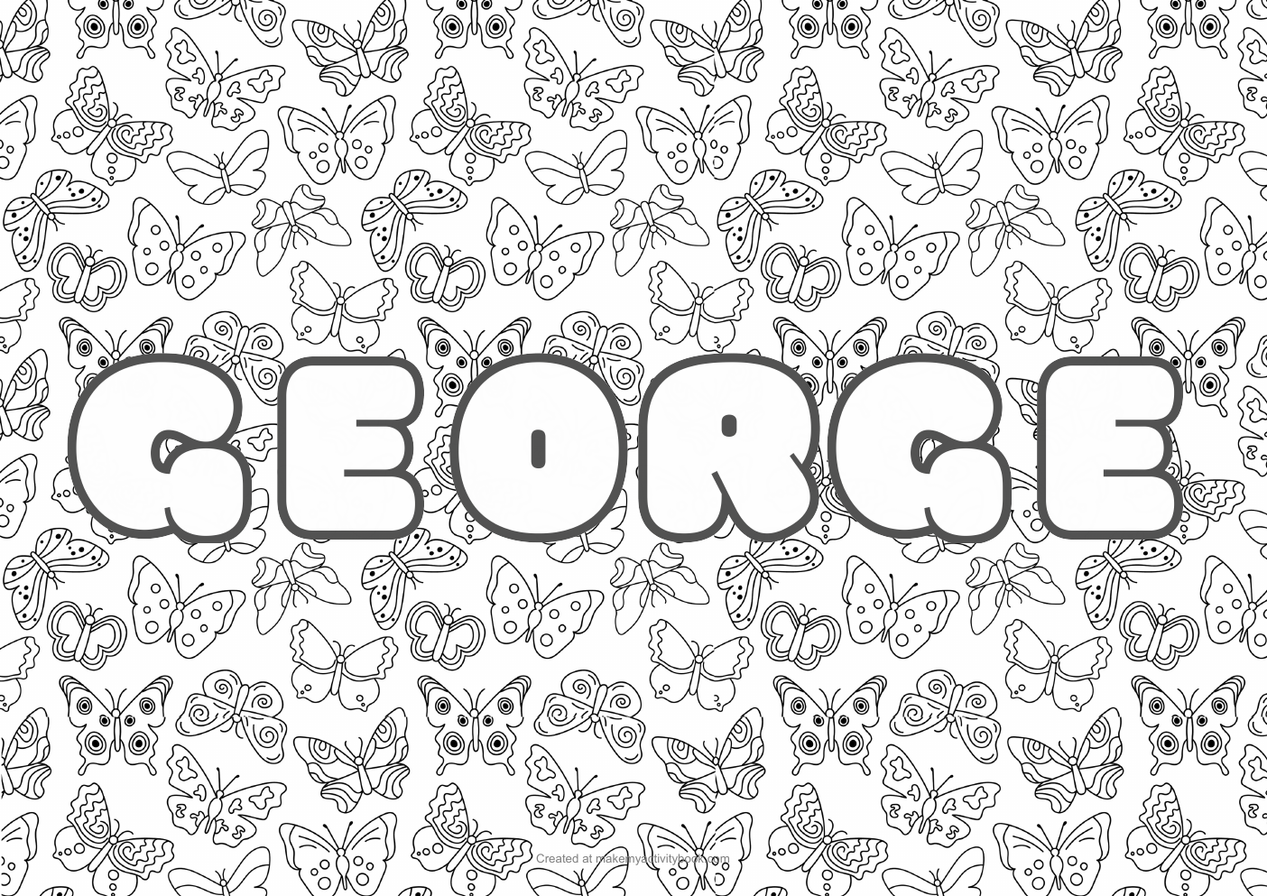 George butterflies colouring sheet