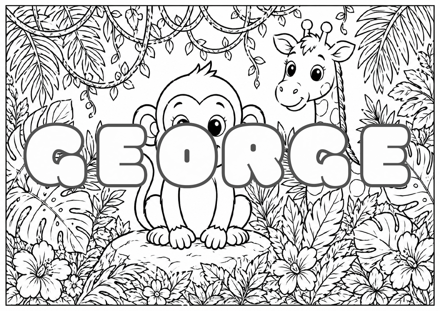 George jungle colouring sheet