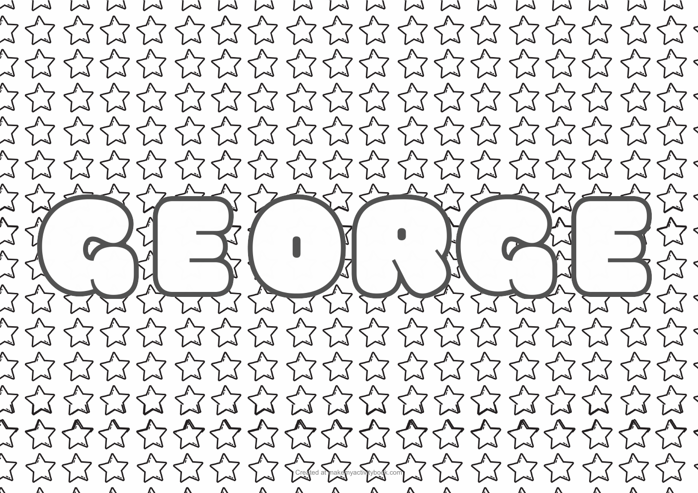 George Bubble letters — Stars border colouring sheet