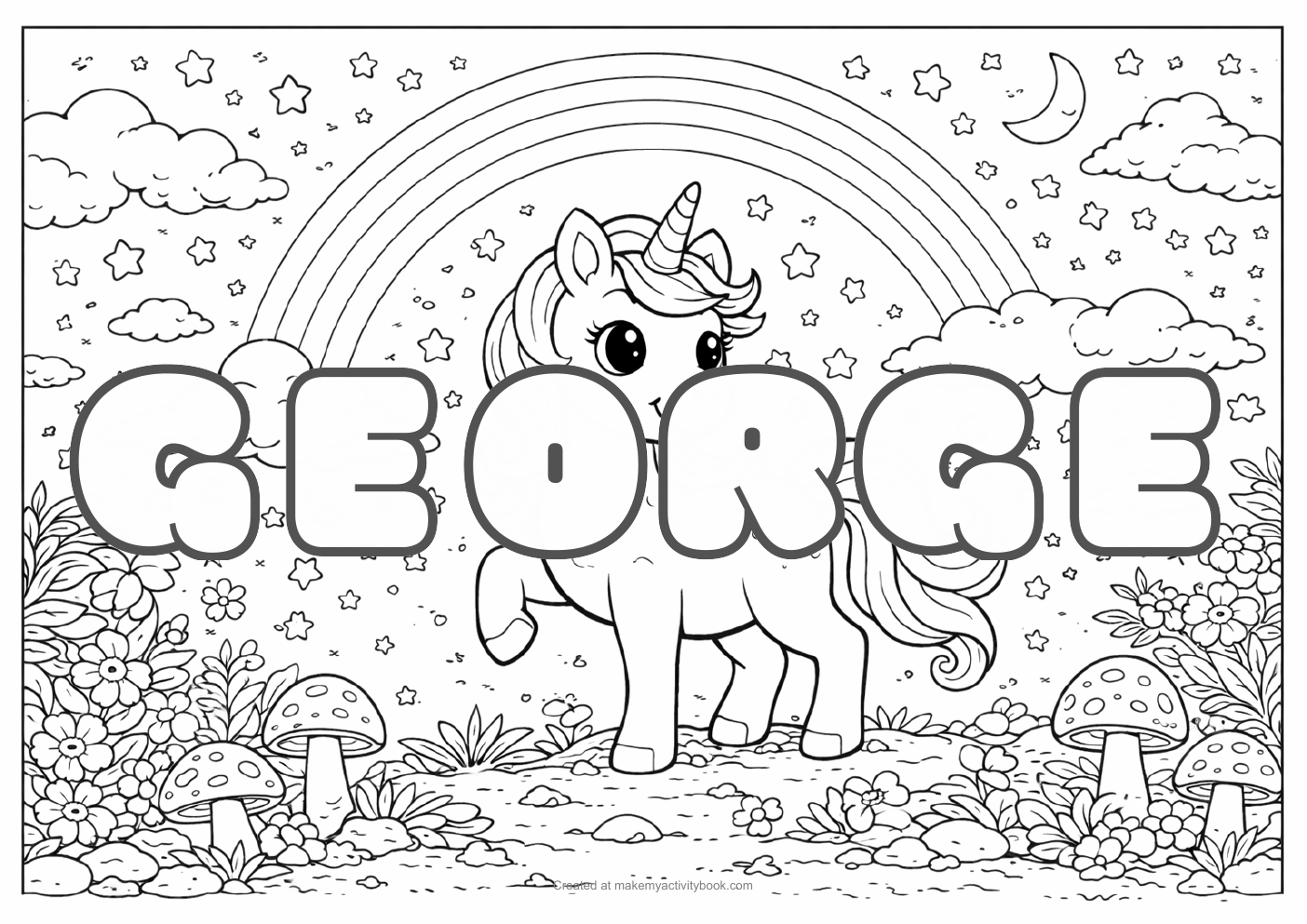 George unicorn colouring sheet