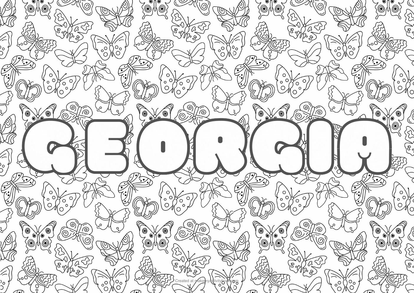 Georgia butterflies colouring sheet