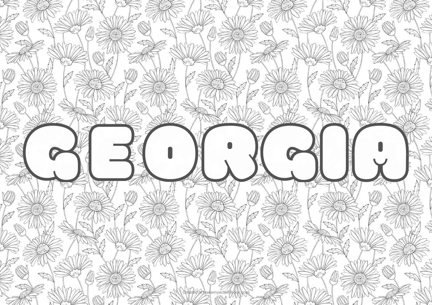 Georgia flowers colouring sheet