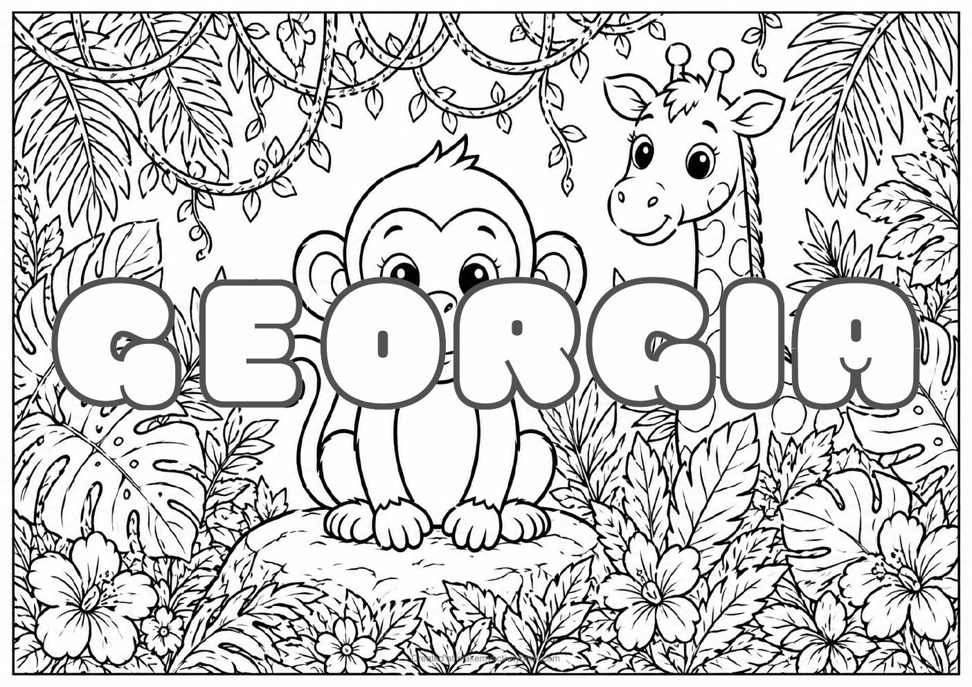 Georgia jungle colouring sheet