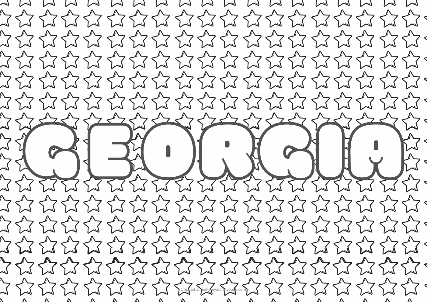 Georgia Bubble letters — Stars border colouring sheet