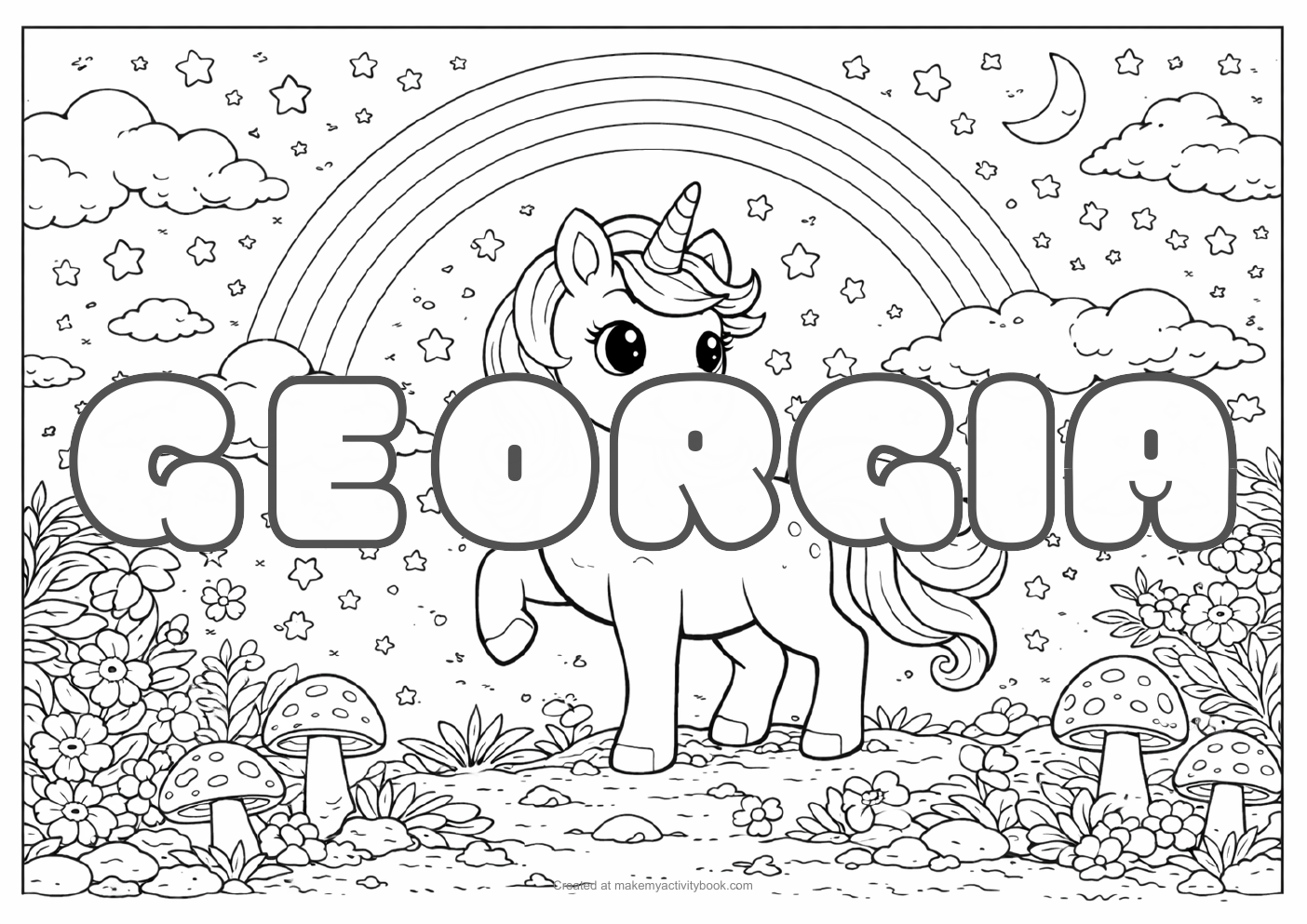 Georgia unicorn colouring sheet