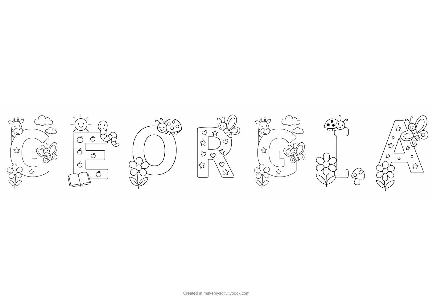 Georgia letters colouring sheet