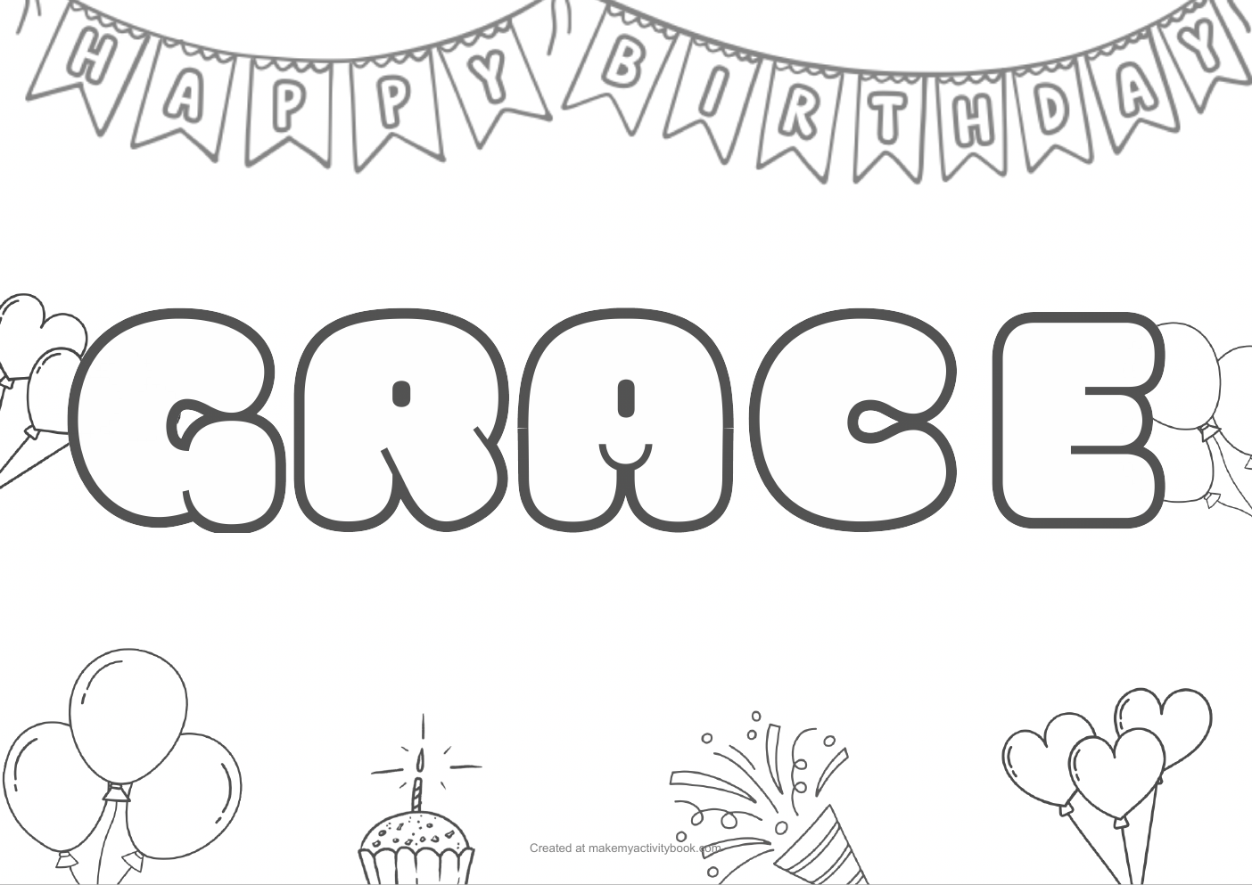 Grace birthday colouring sheet