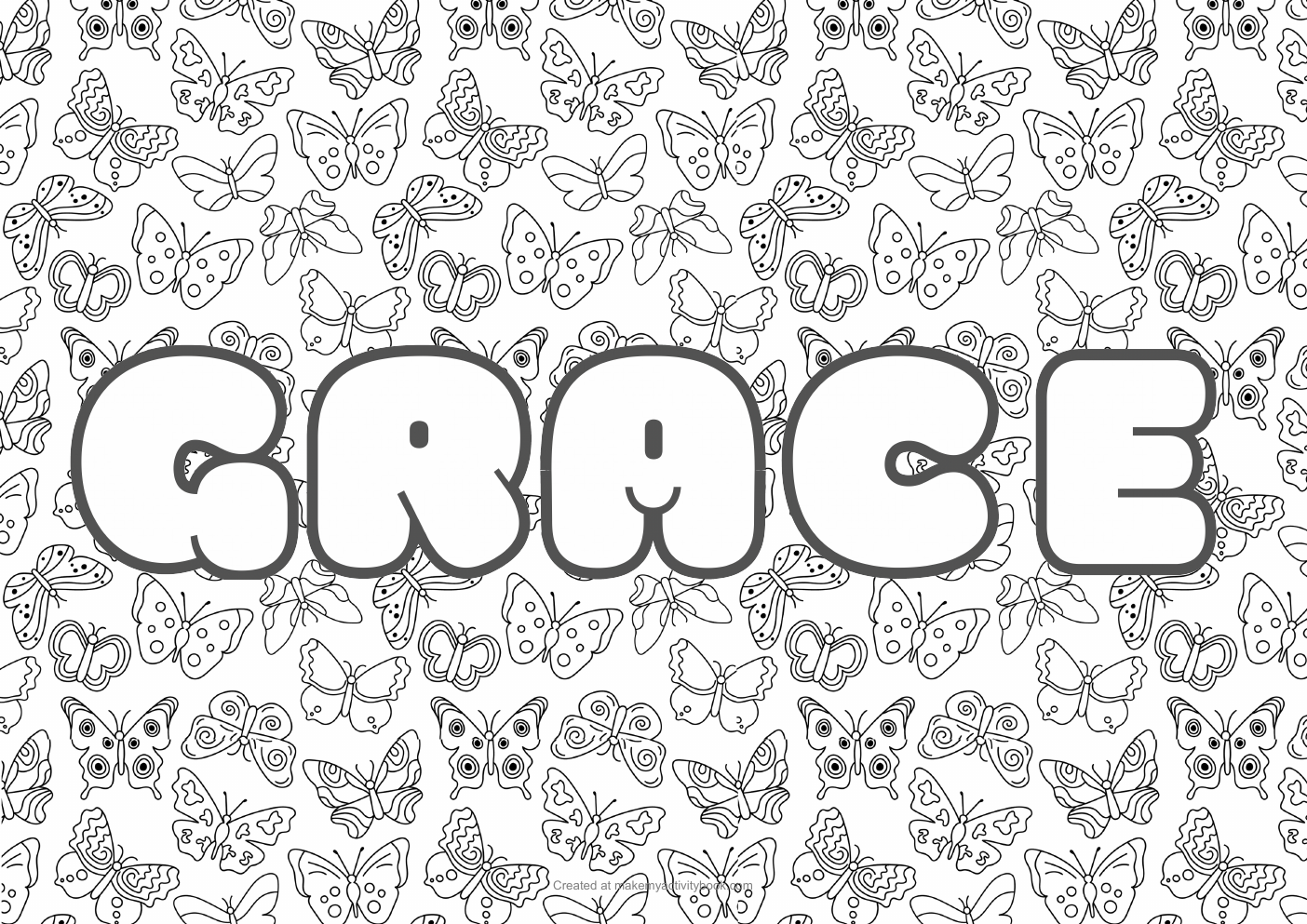 Grace butterflies colouring sheet