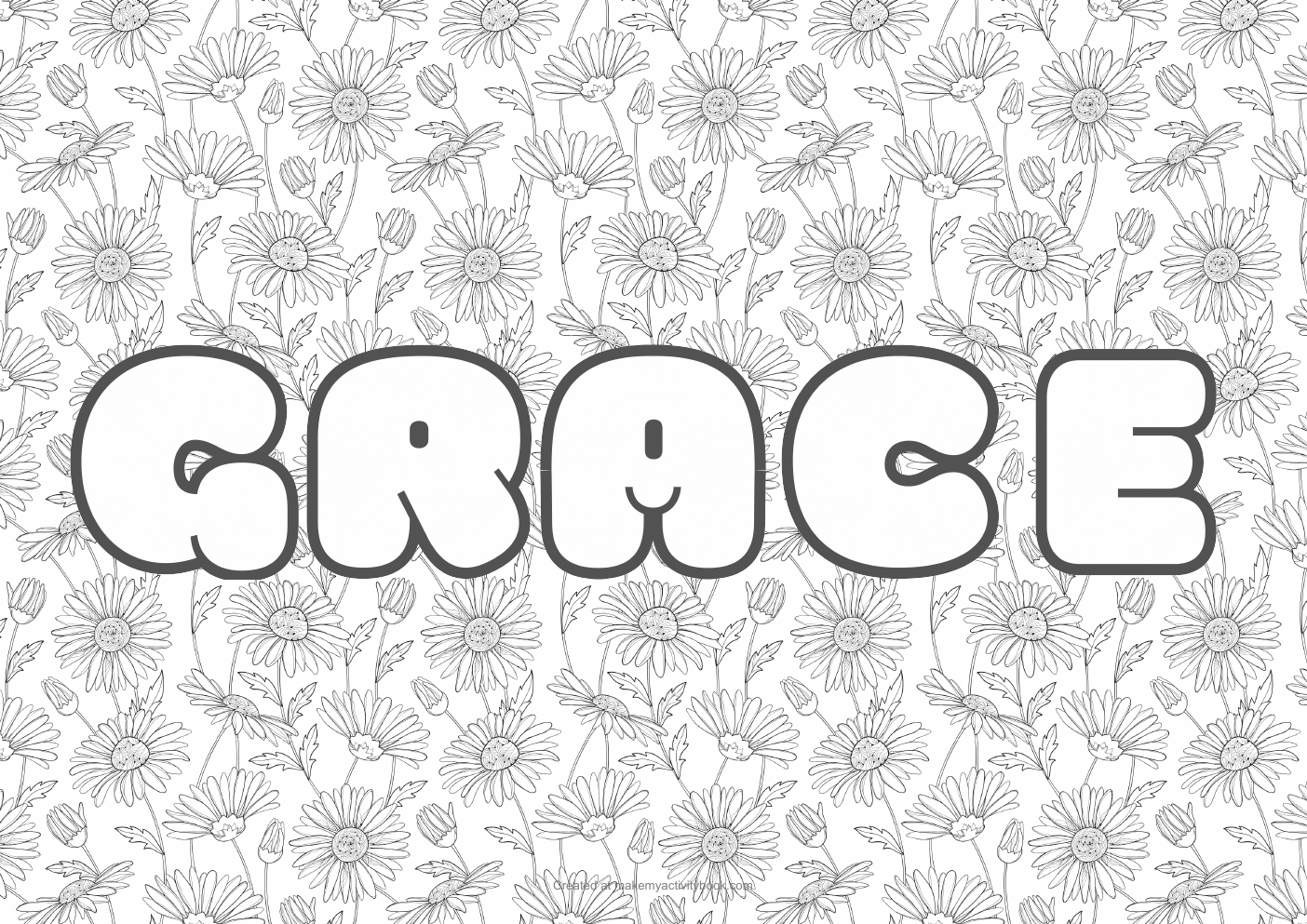 Grace flowers colouring sheet