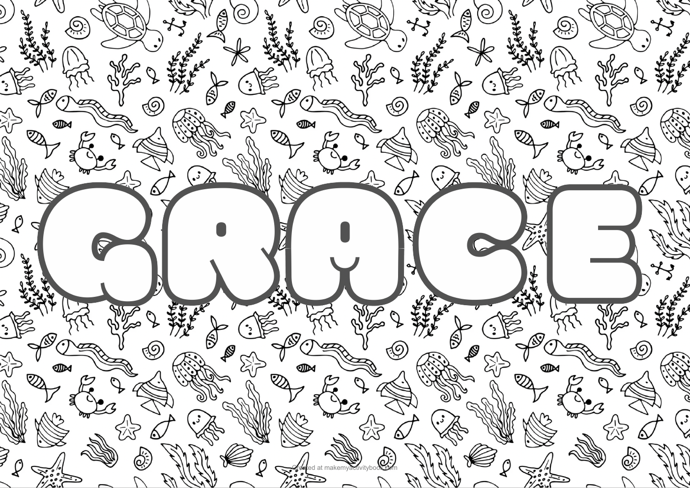 Grace sea colouring sheet