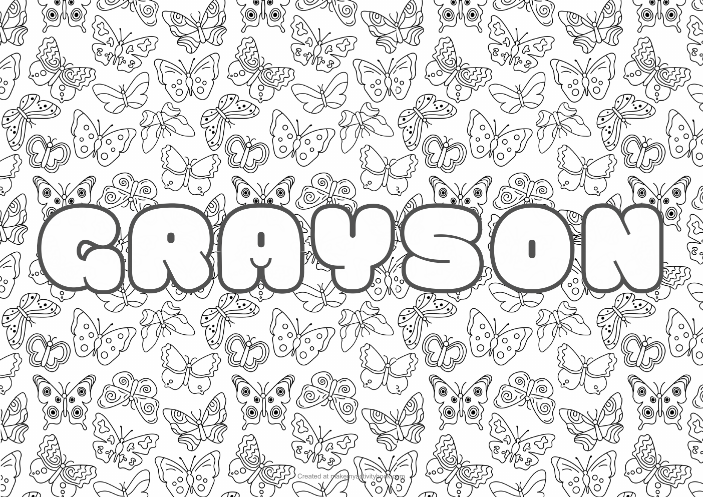 Grayson butterflies colouring sheet