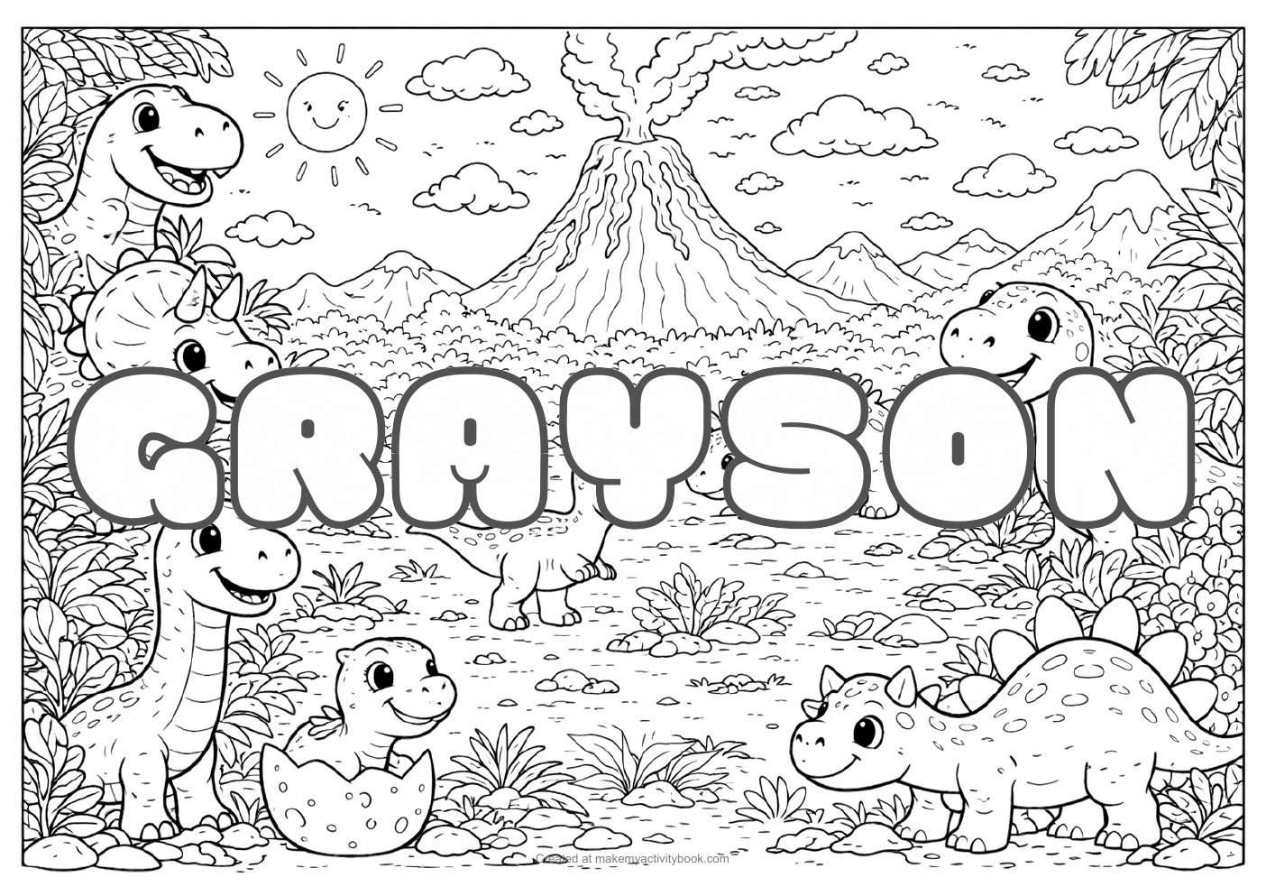 Grayson dinosaur colouring sheet
