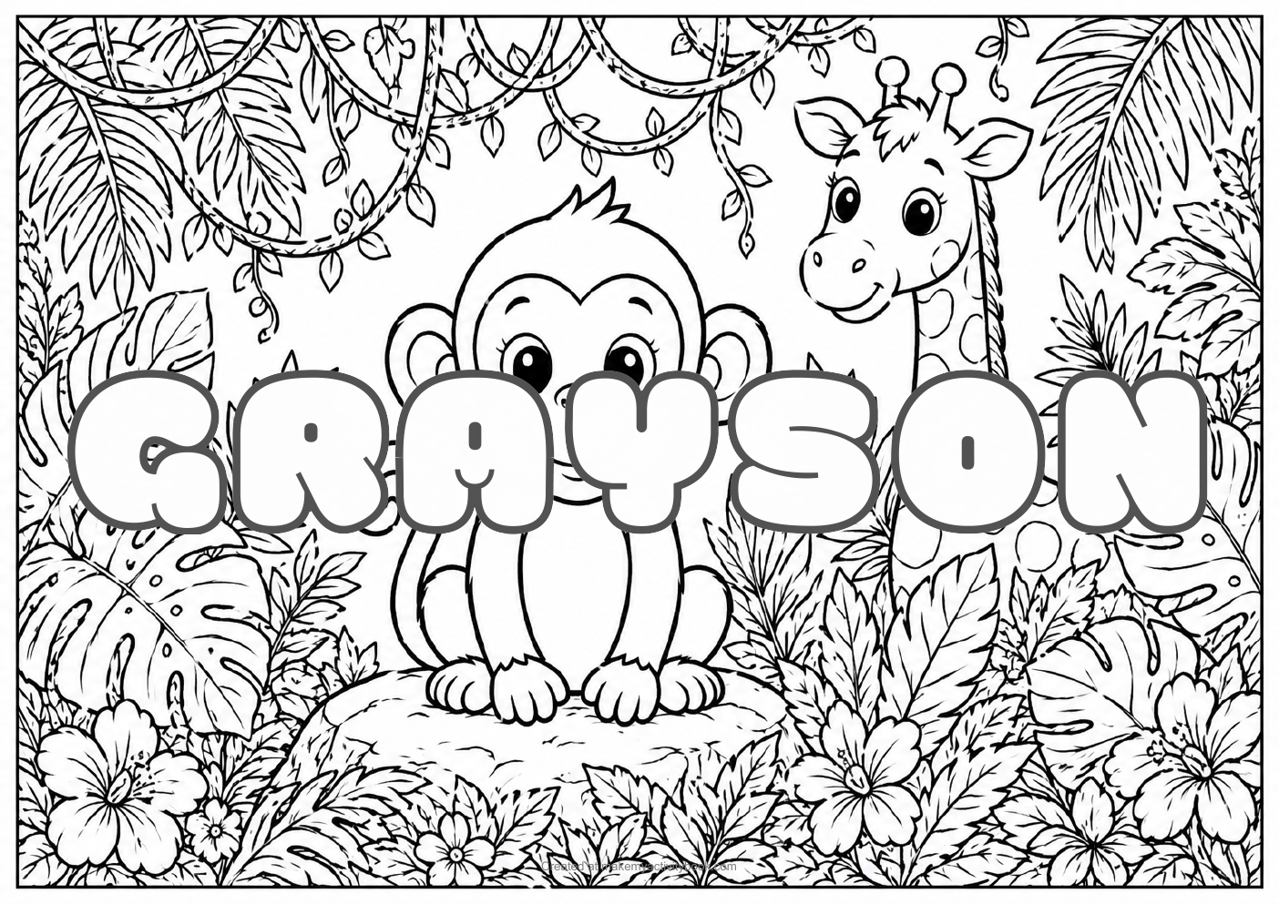 Grayson jungle colouring sheet
