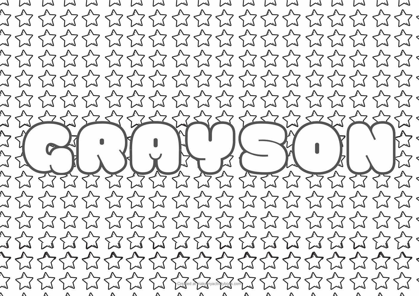 Grayson Bubble letters — Stars border colouring sheet