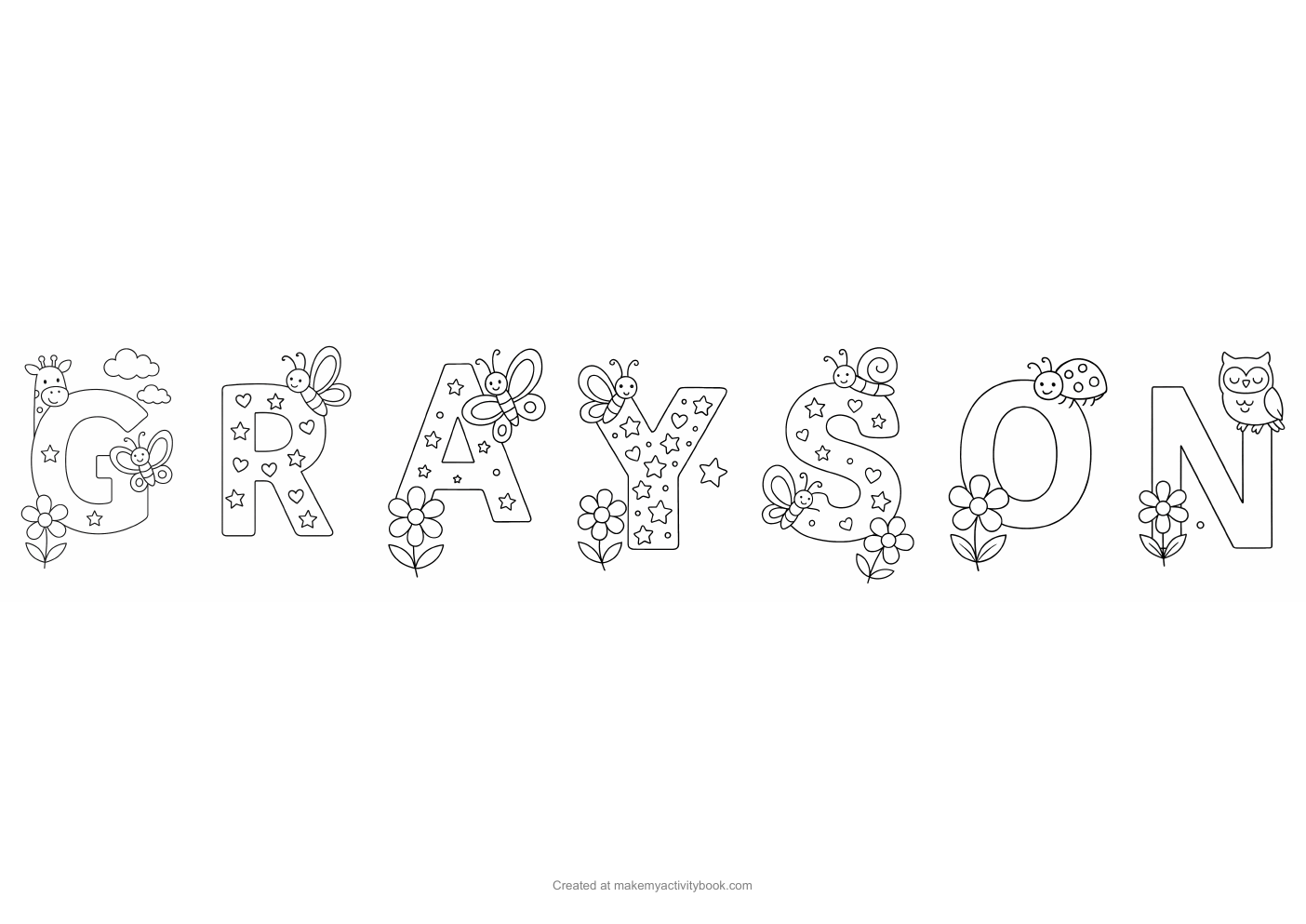 Grayson letters colouring sheet