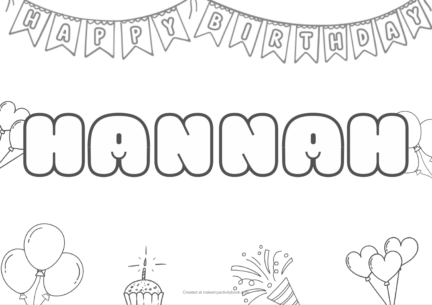 Hannah birthday colouring sheet