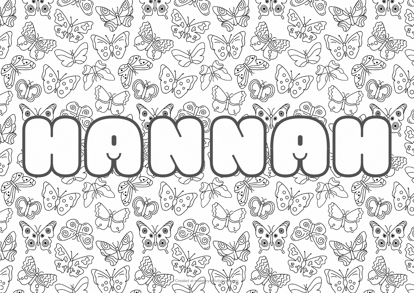 Hannah butterflies colouring sheet