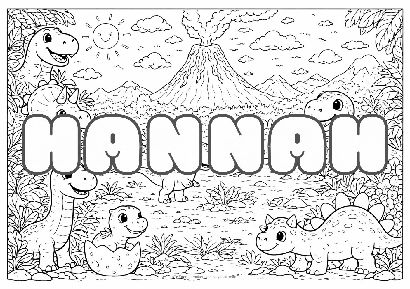 Hannah dinosaur colouring sheet