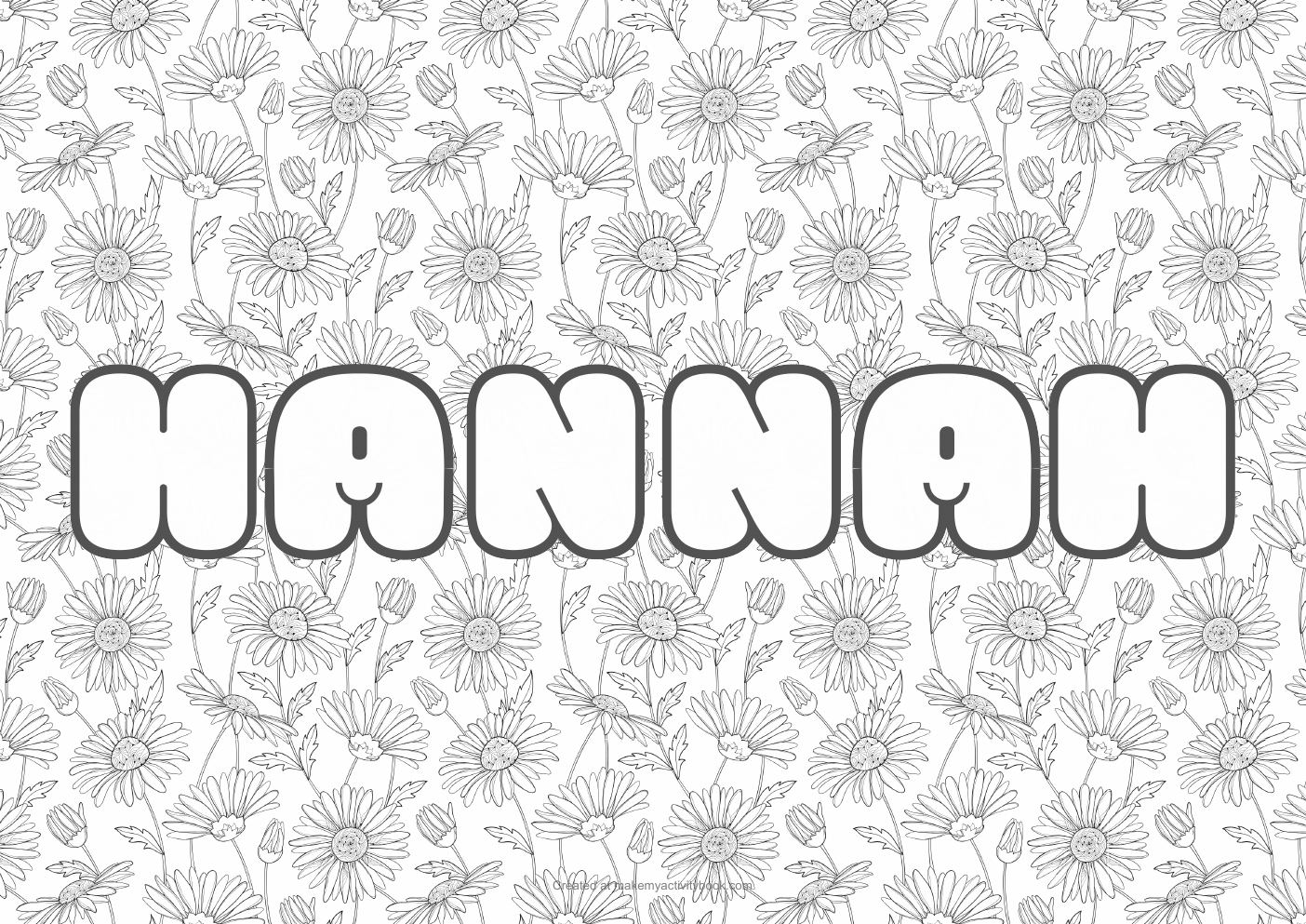 Hannah flowers colouring sheet