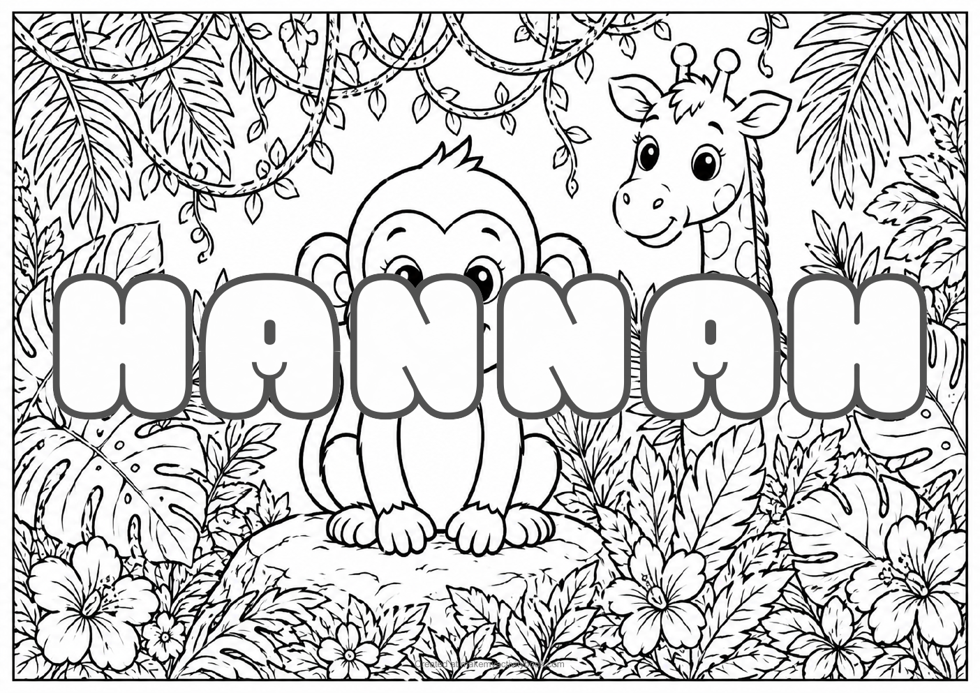 Hannah jungle colouring sheet