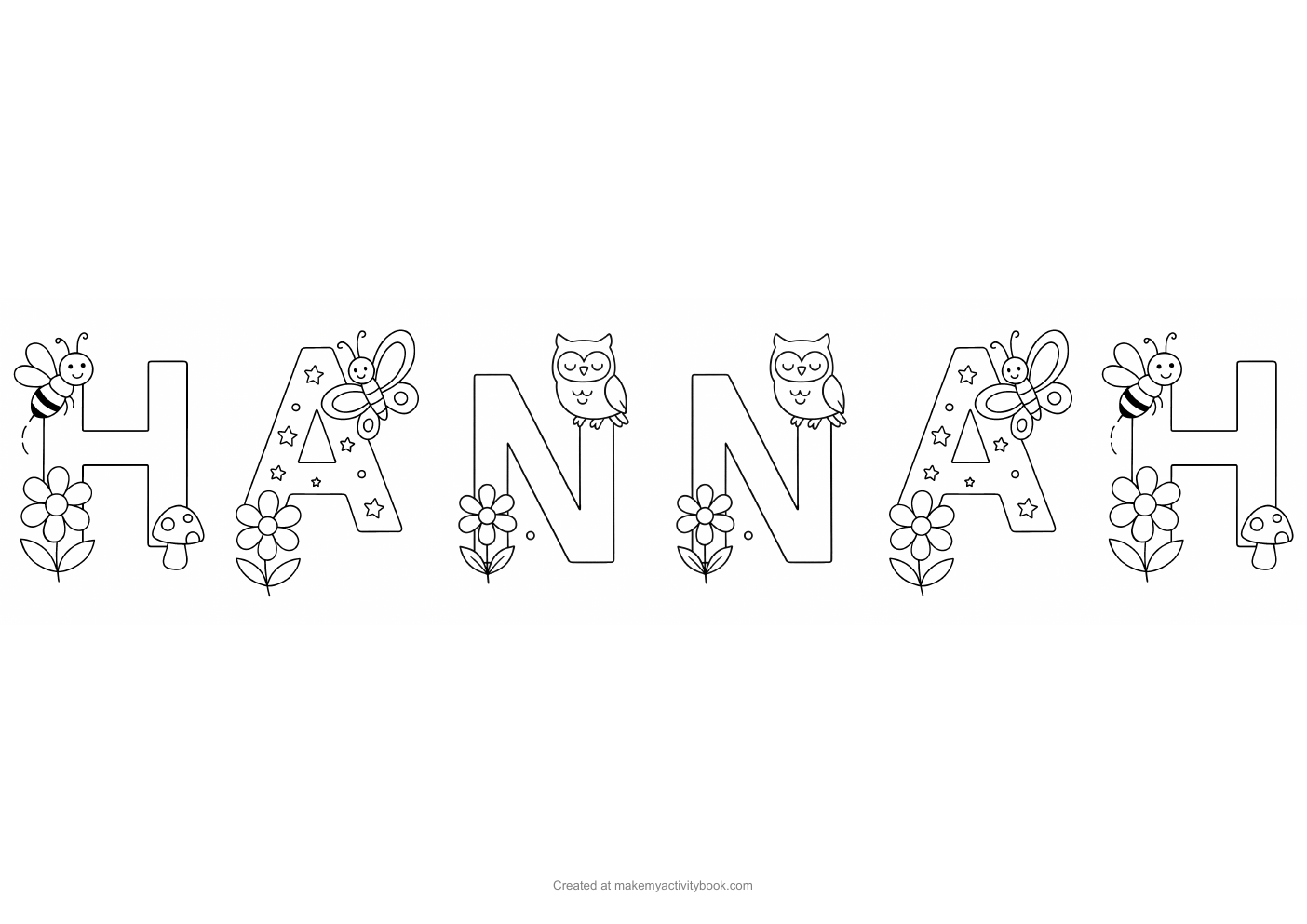 Hannah letters colouring sheet