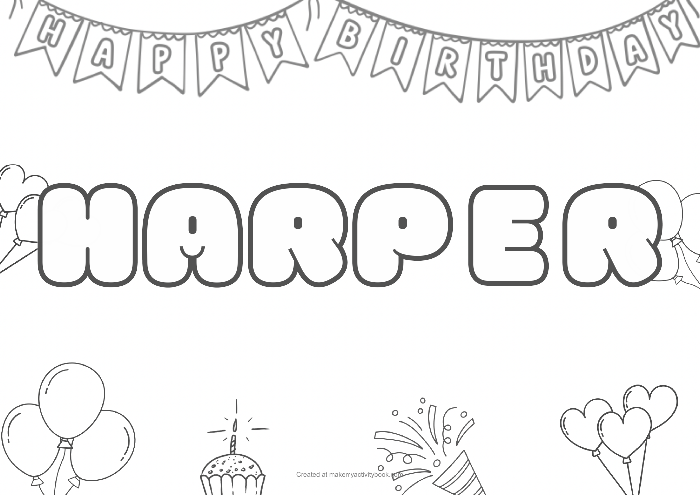 Harper birthday colouring sheet