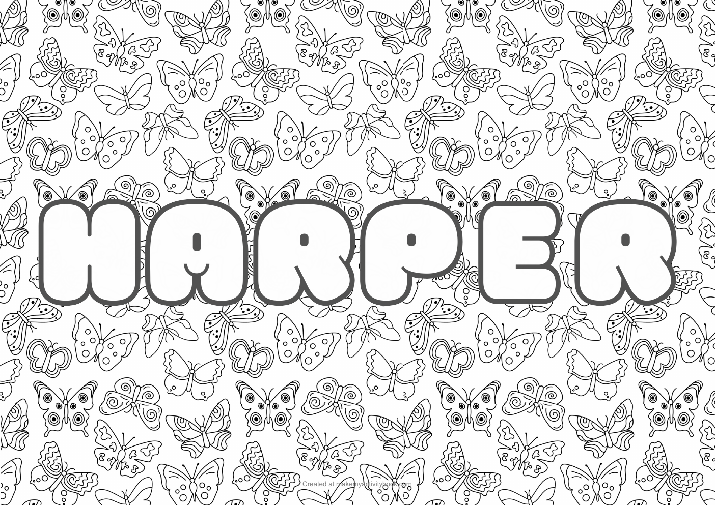 Harper butterflies colouring sheet