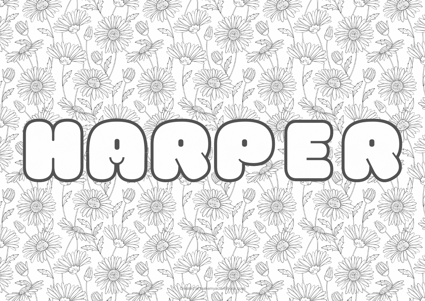 Harper flowers colouring sheet