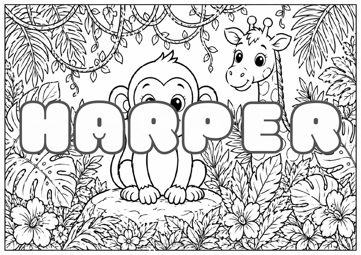 Harper jungle colouring sheet