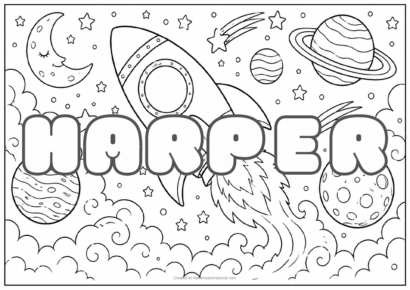 Harper space colouring sheet