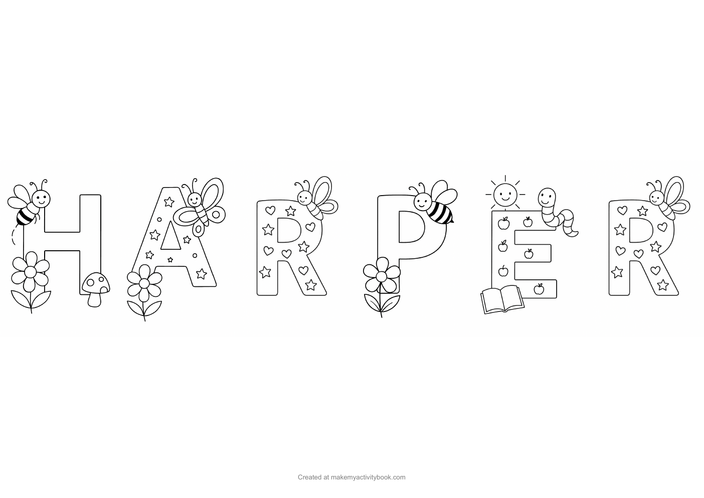 Harper letters colouring sheet