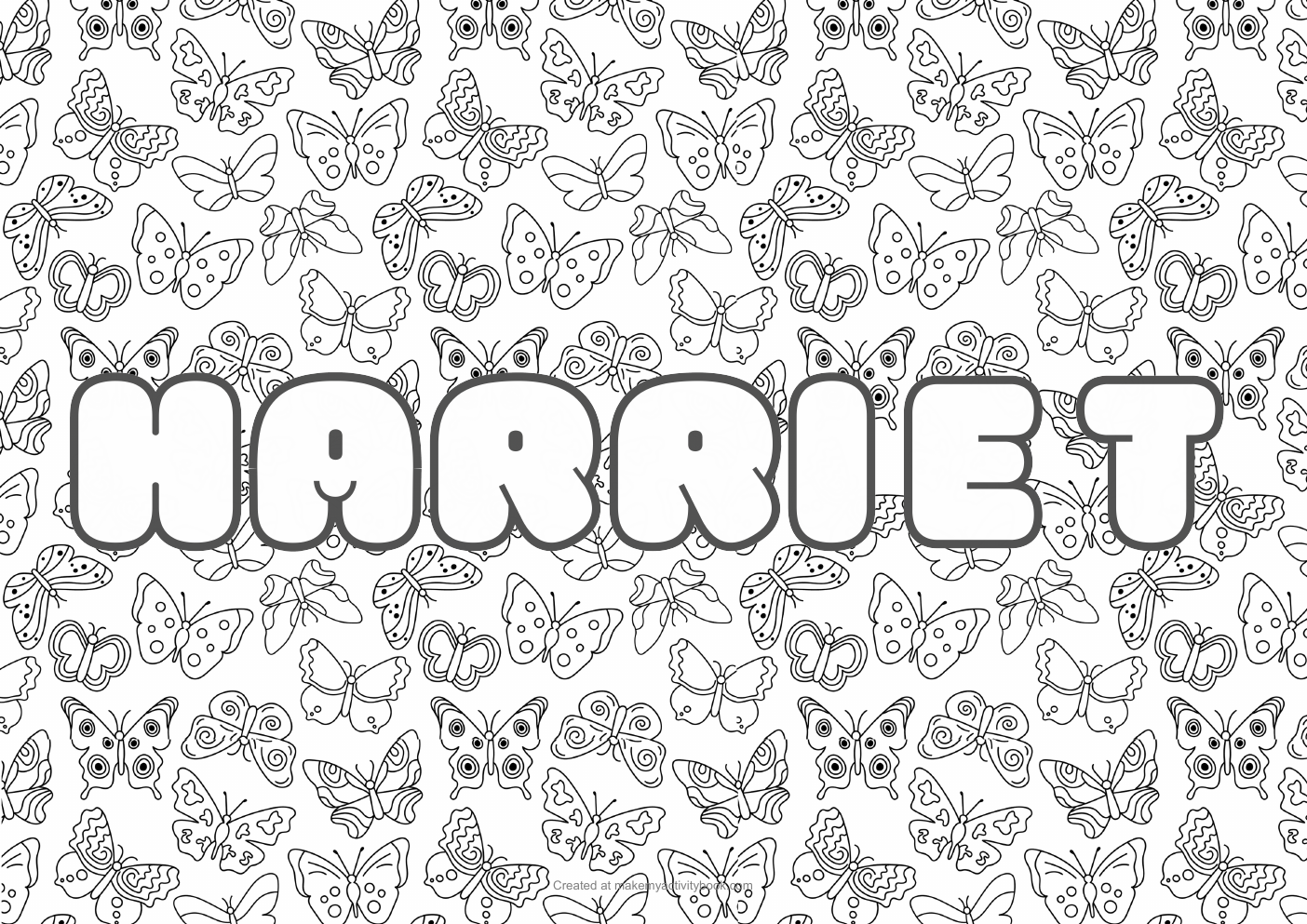 Harriet butterflies colouring sheet