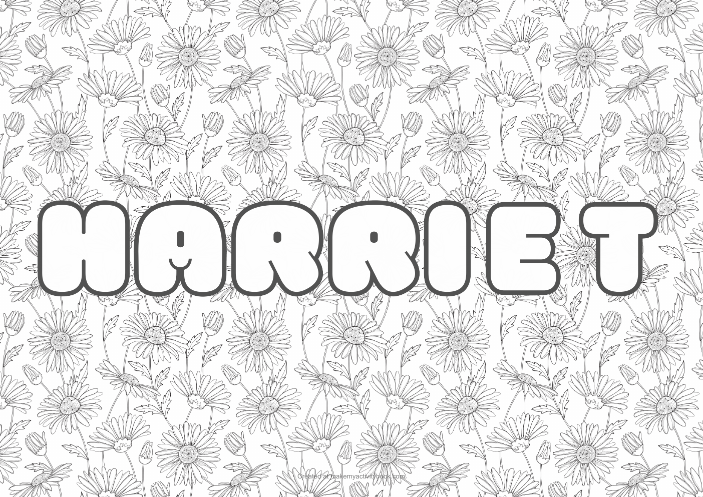 Harriet flowers colouring sheet