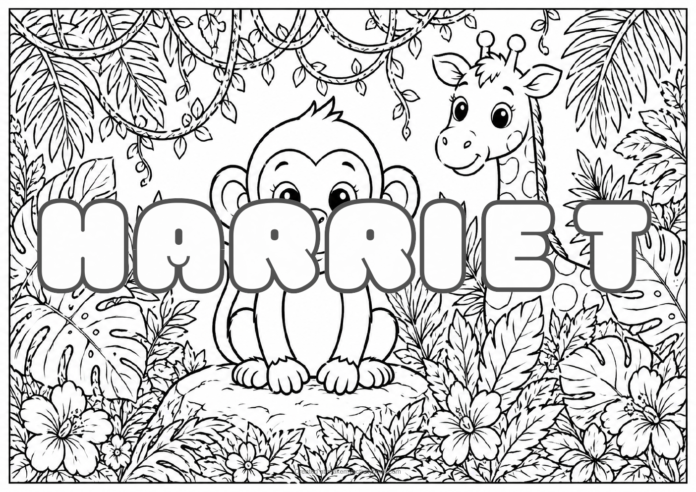 Harriet jungle colouring sheet