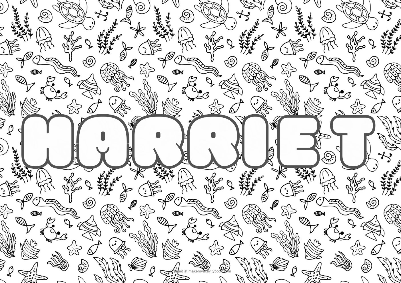 Harriet sea colouring sheet