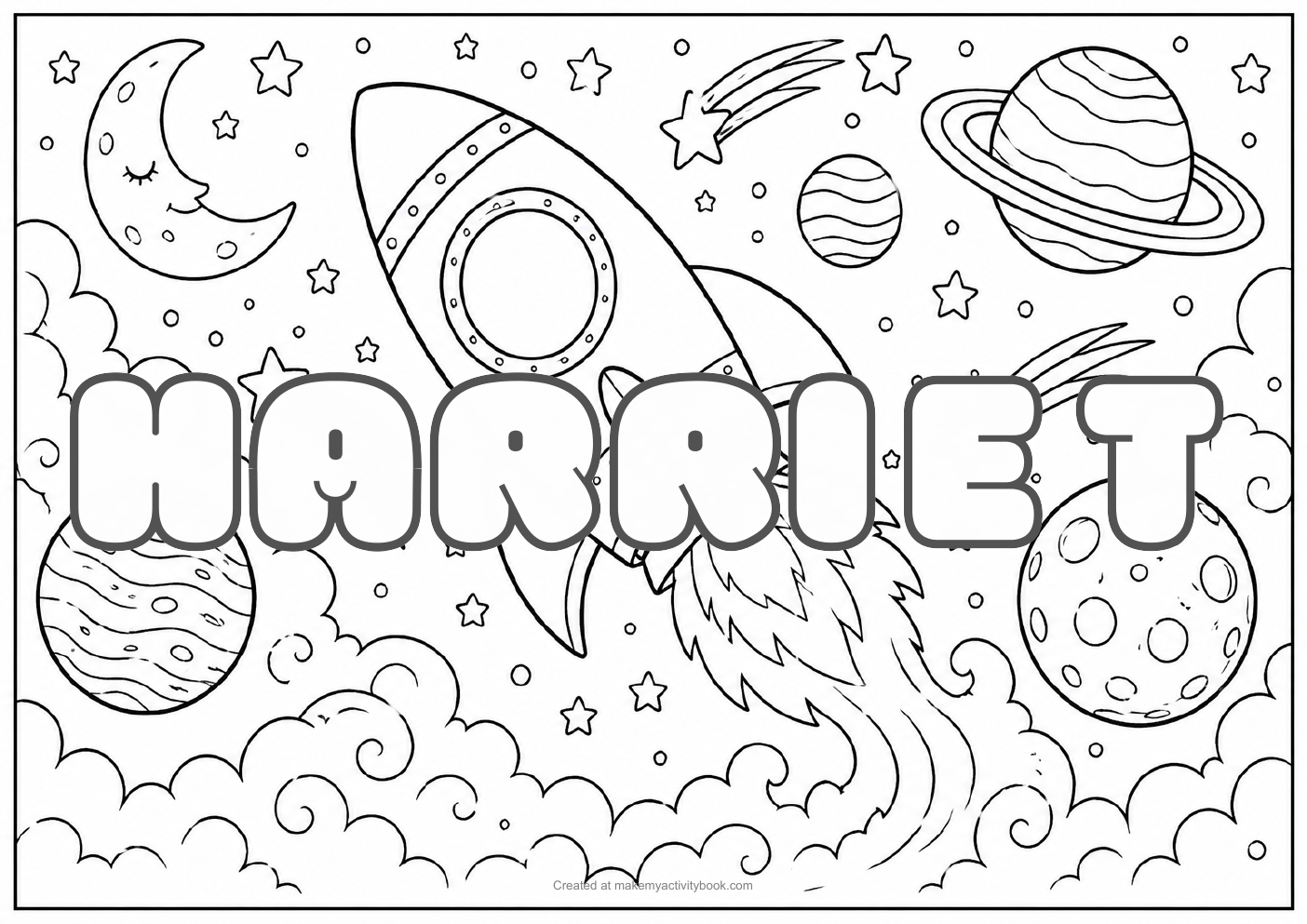 Harriet space colouring sheet
