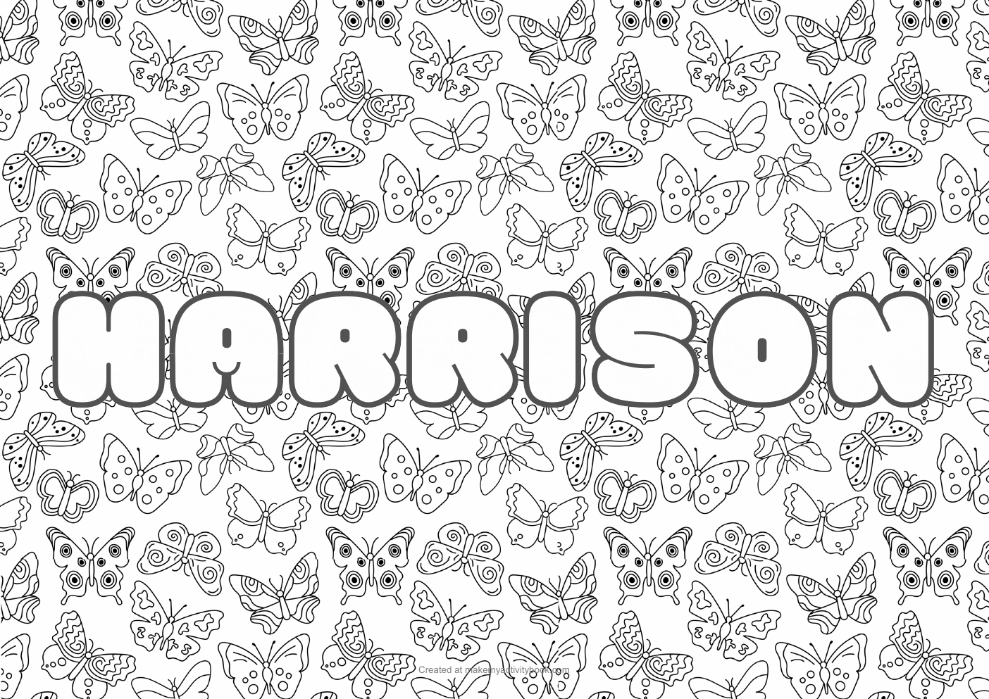 Harrison butterflies colouring sheet