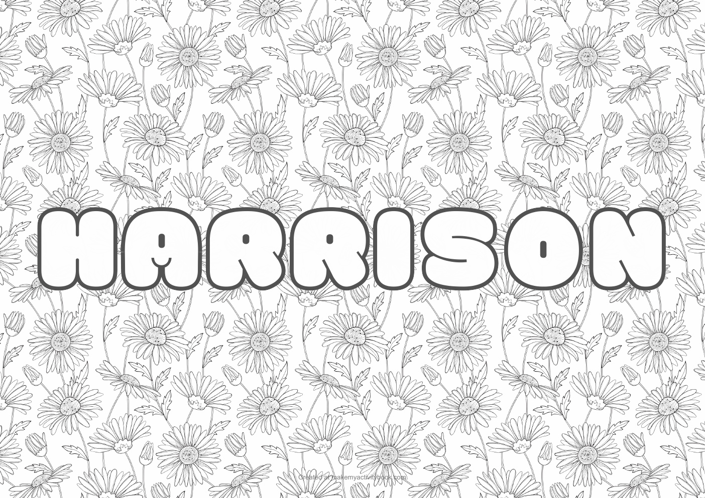 Harrison flowers colouring sheet
