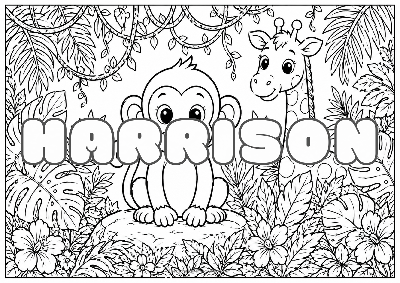 Harrison jungle colouring sheet