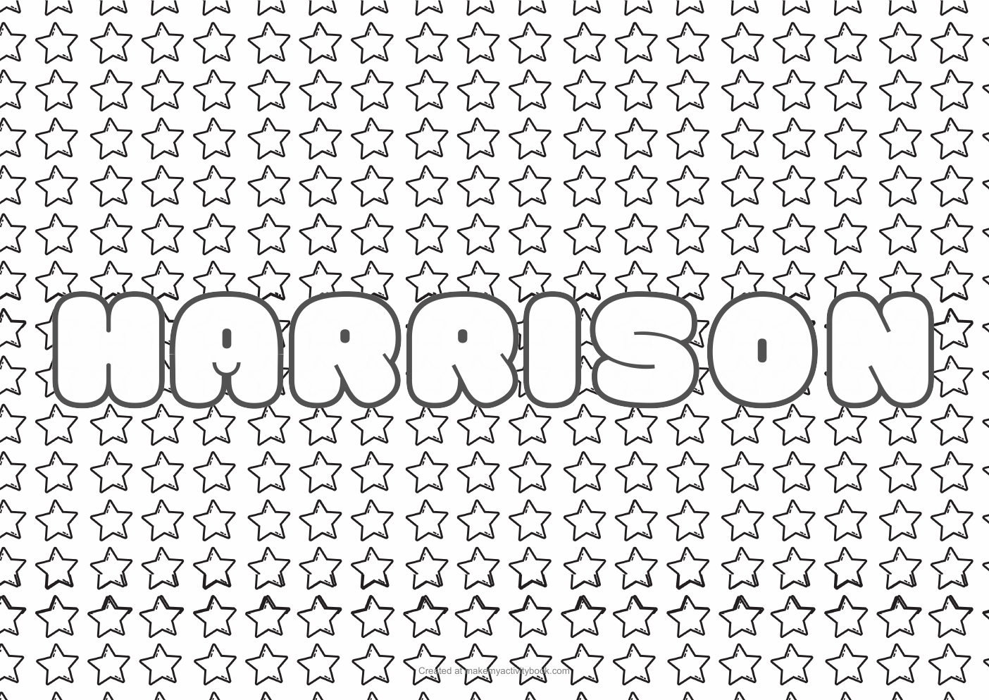 Harrison Bubble letters — Stars border colouring sheet