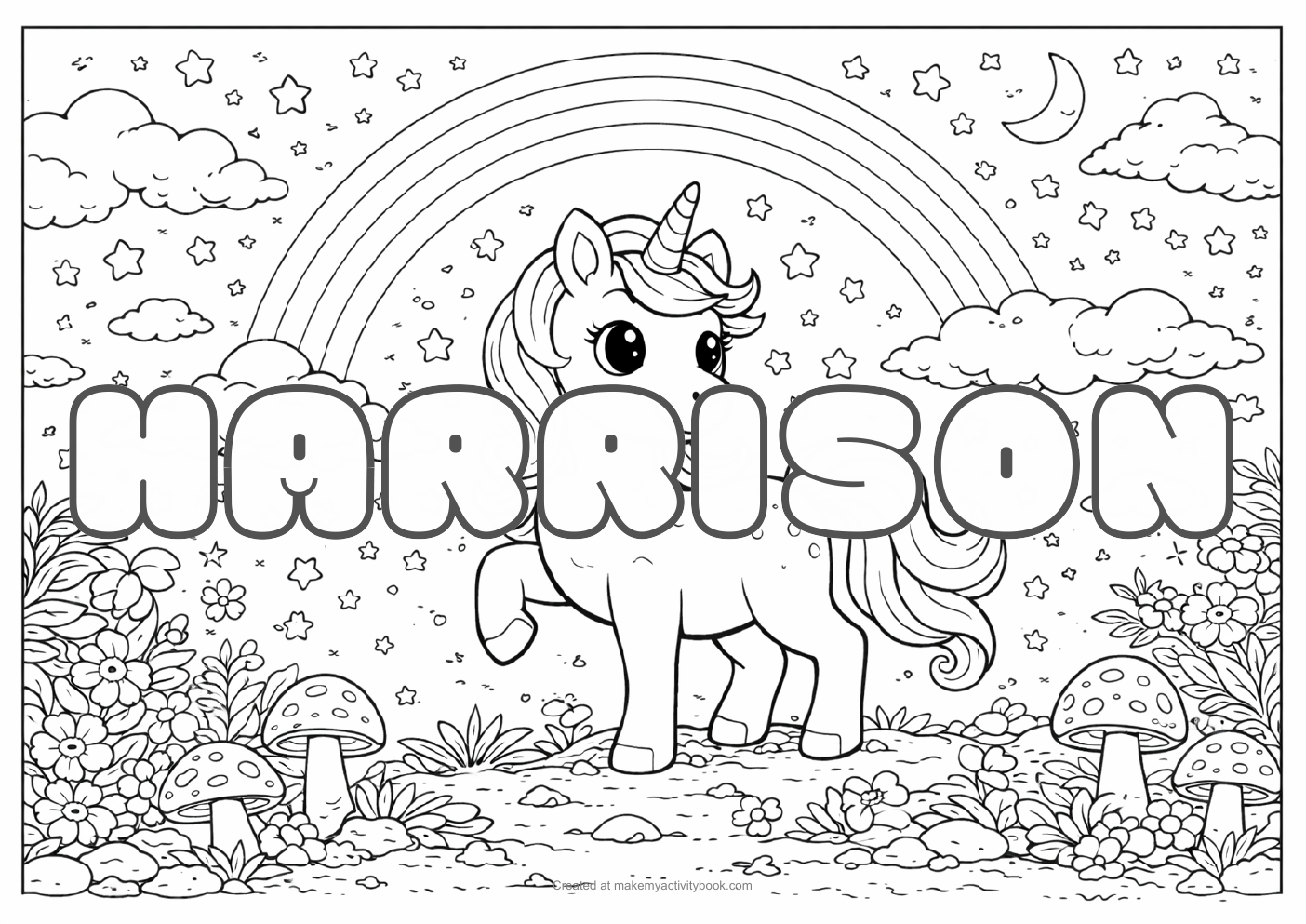 Harrison unicorn colouring sheet