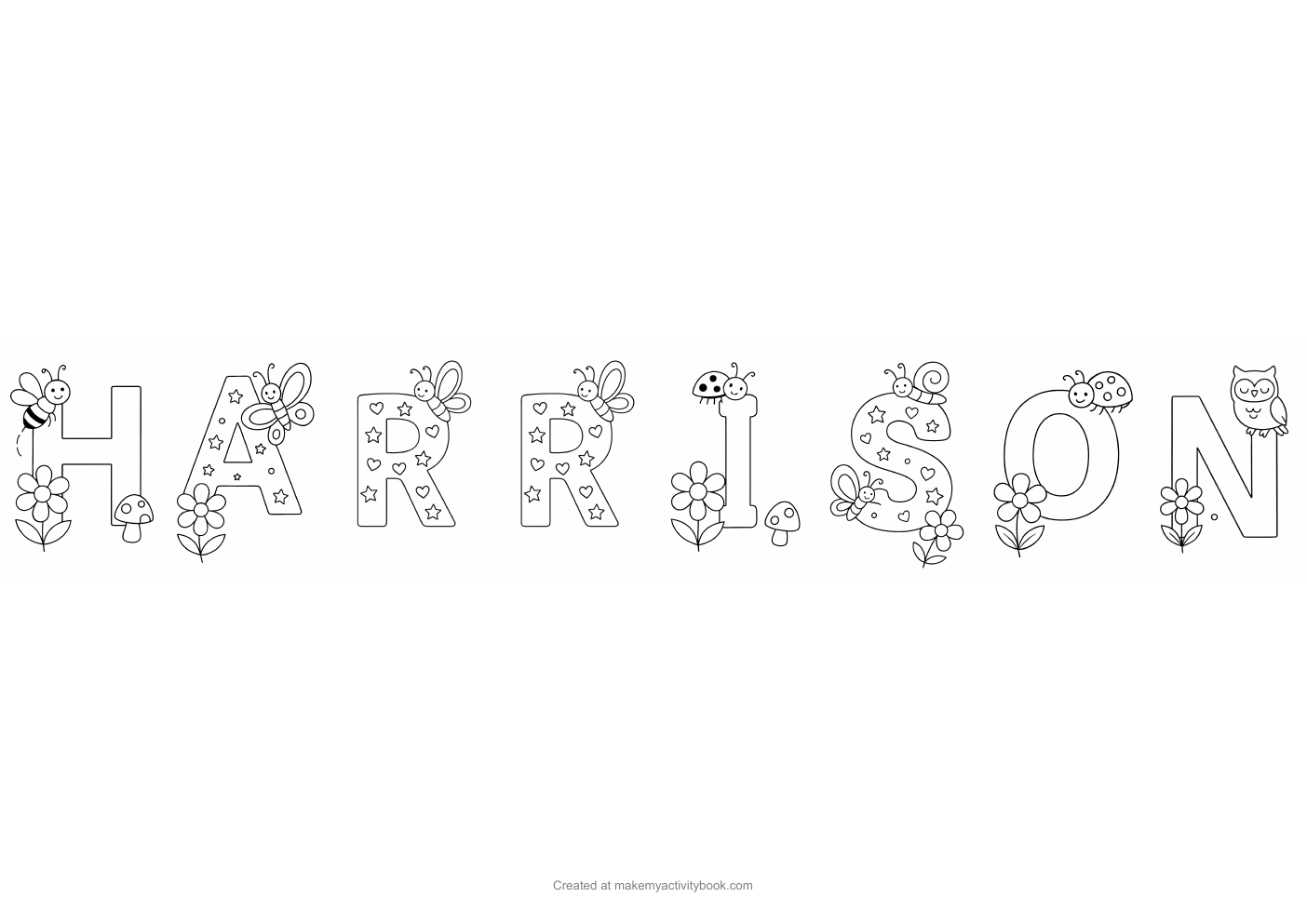 Harrison letters colouring sheet