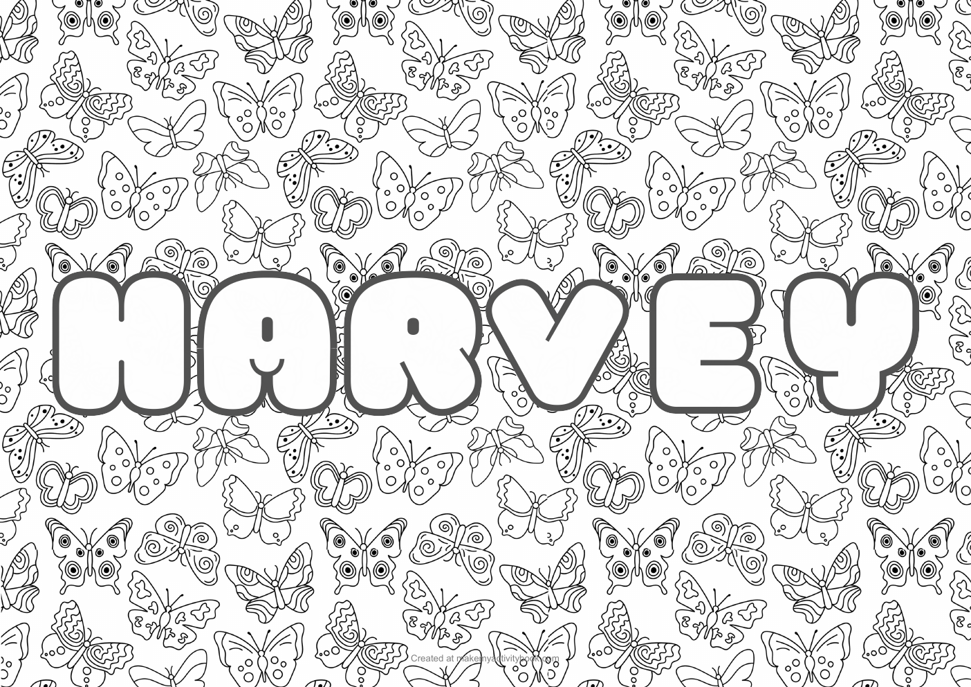 Harvey butterflies colouring sheet