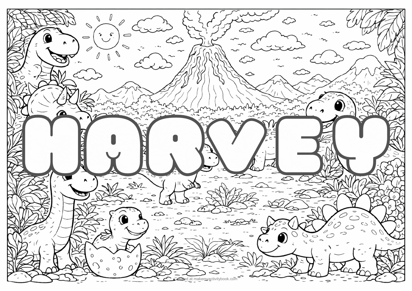 Harvey dinosaur colouring sheet