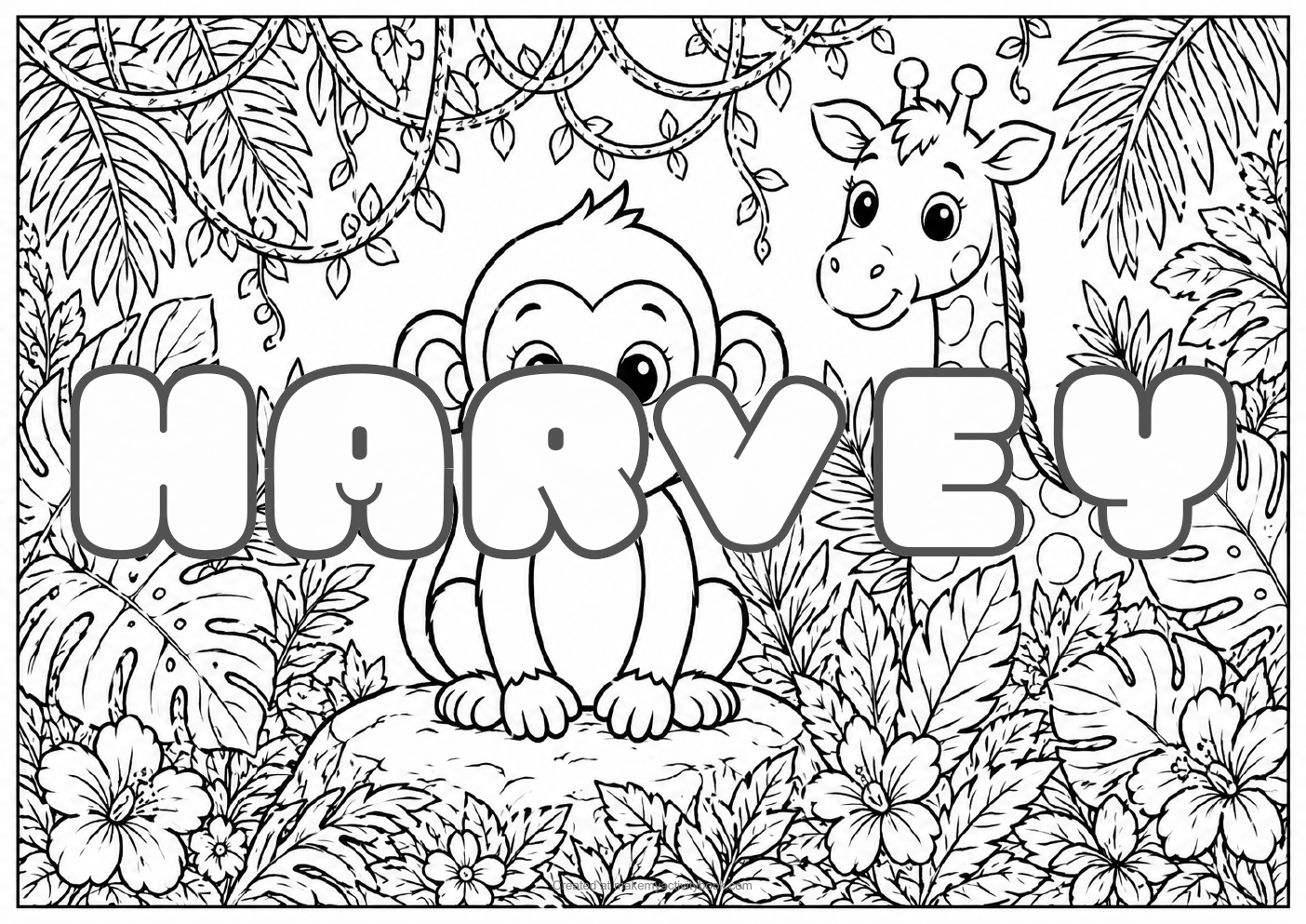 Harvey jungle colouring sheet