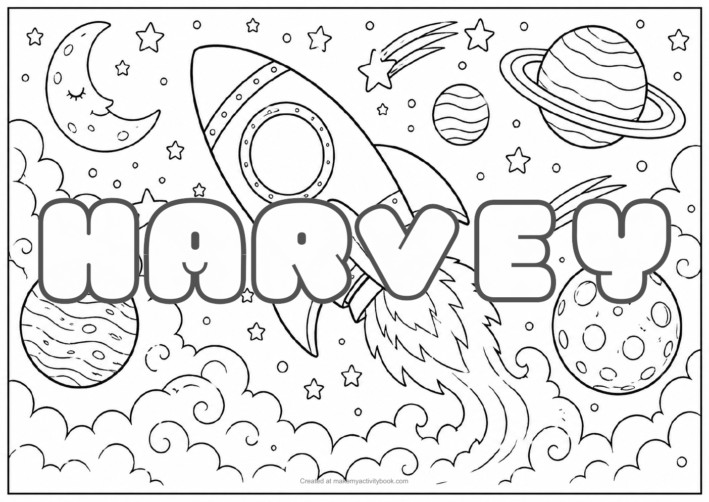 Harvey space colouring sheet